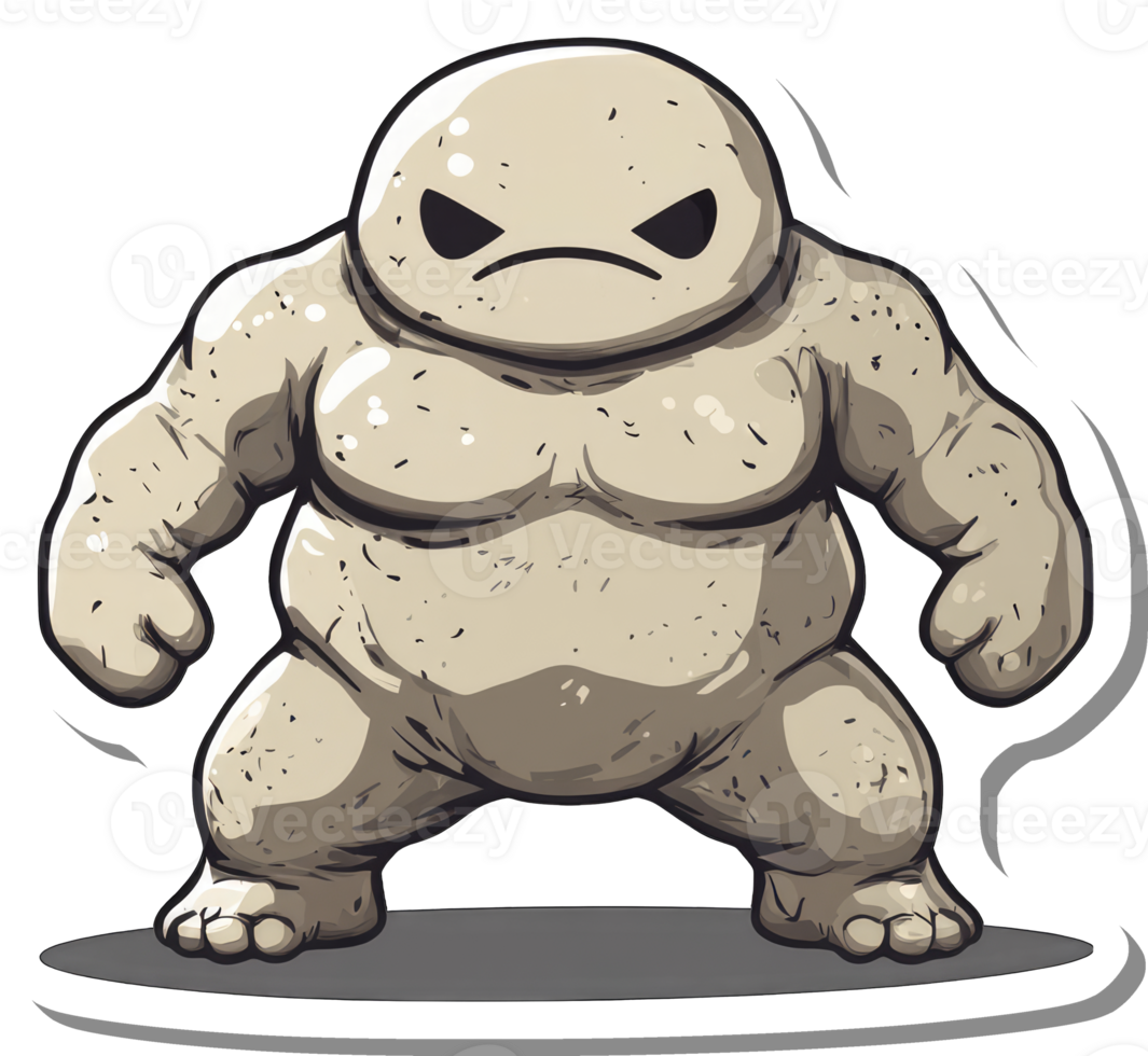 Angry Stone Golem Character Illustration Design png