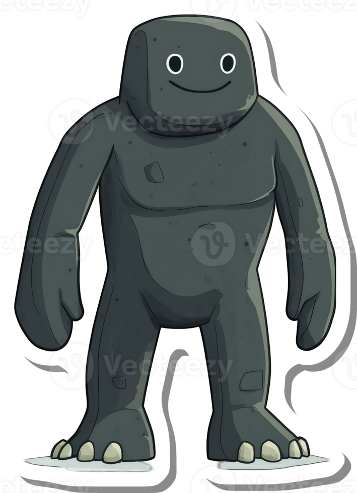A Happy Stone Golem Cartoon Character Stands Tall png