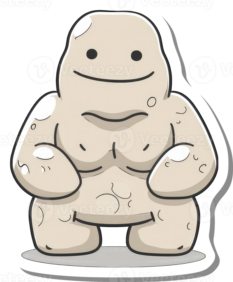 A happy beige cartoon creature stands smiling png