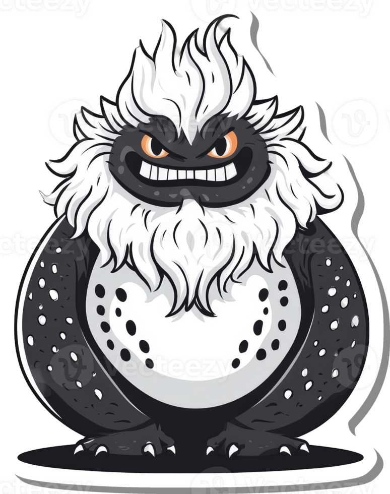 Grumpy White Haired Monster Creature Design png
