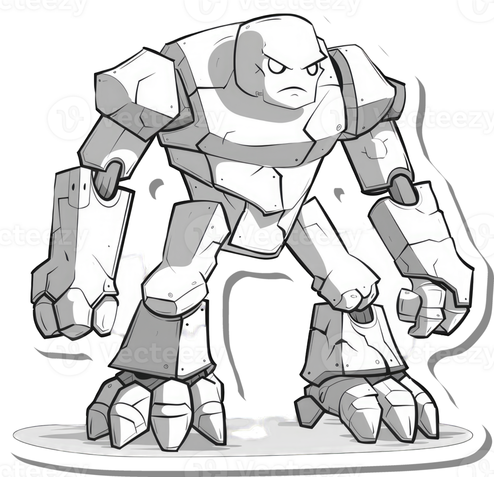 Stone Golem Robot Stands Guard Angrily png