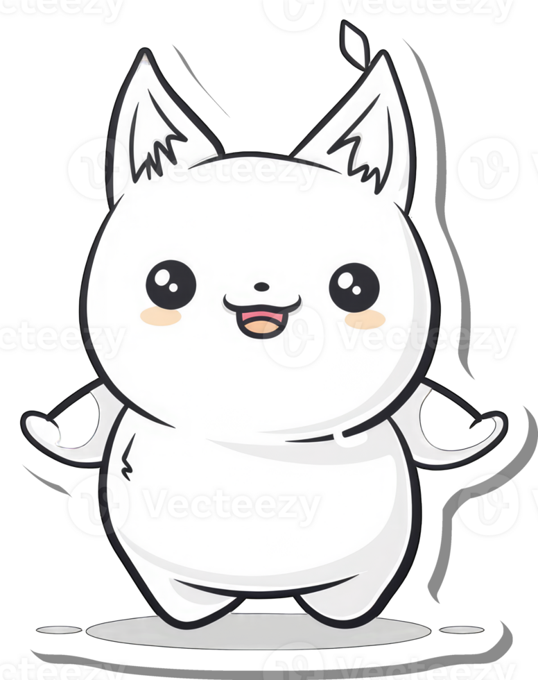 Adorable White Cartoon Creature With Big Eyes png