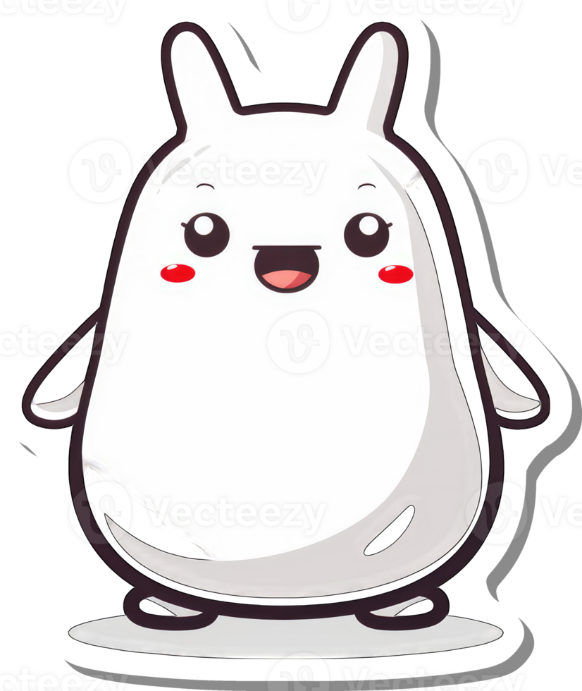 Happy White Rabbit Character Cartoon Sticker png