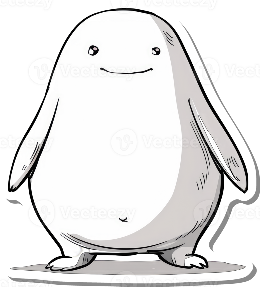 A Happy Grey Cartoon Creature Stands Smiling png