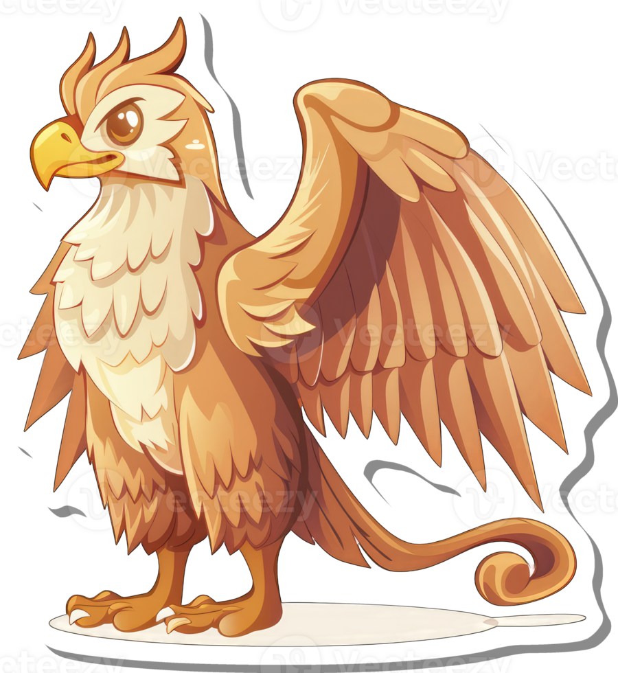 A Golden Gryphon Stands Proudly Displaying Its Wings png
