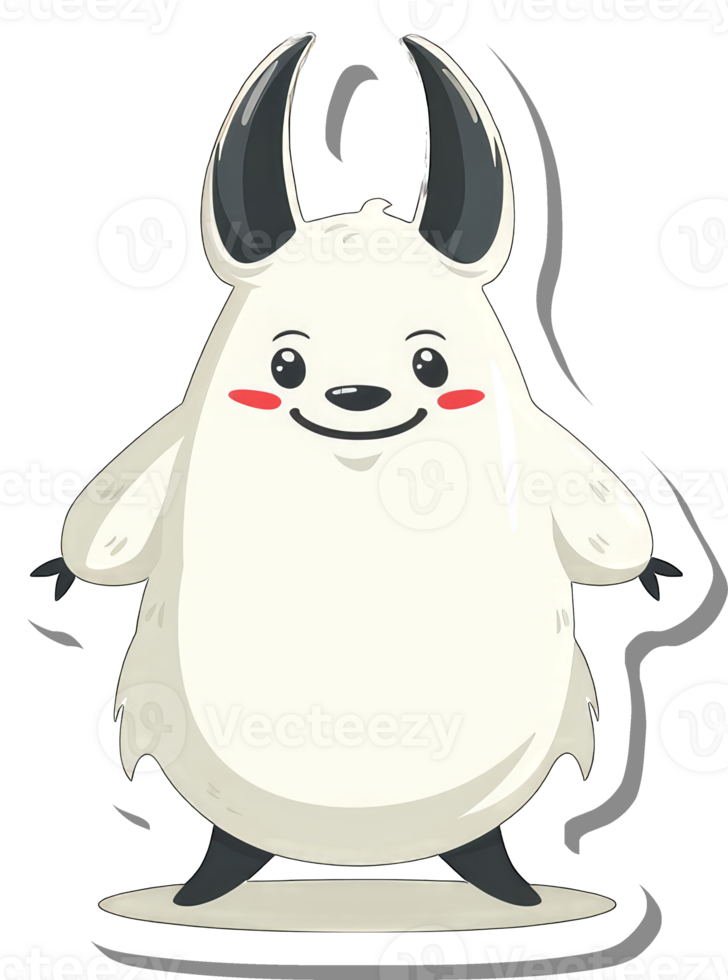 Adorable Fluffy Creature With Dark Horns Smiles png