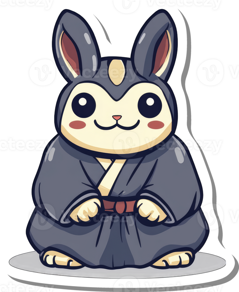 Adorable Rabbit Wearing a Traditional Japanese Robe png
