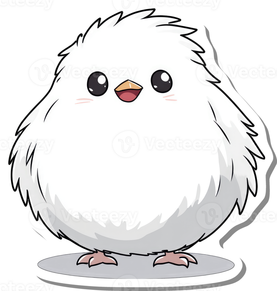 Adorable Fluffy White Bird Cartoon Character png