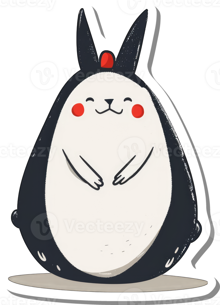 Adorable Round Bunny Wearing a Red Bow png