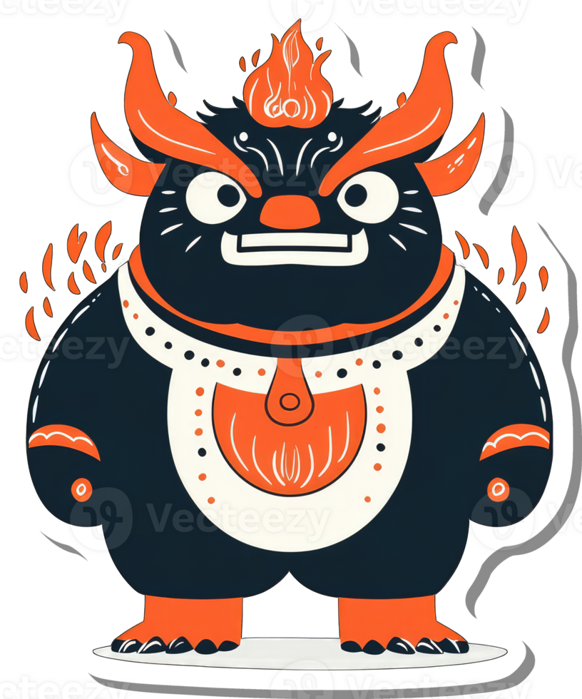 Fierce Orange Horned Monster with Flaming Head png