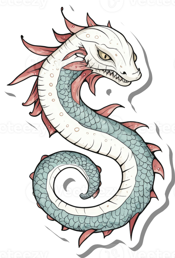 Serpentine Creature with Scaled Body and Fins png