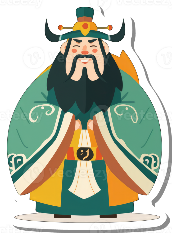 Smiling Chinese God Wealth Robe Happiness png