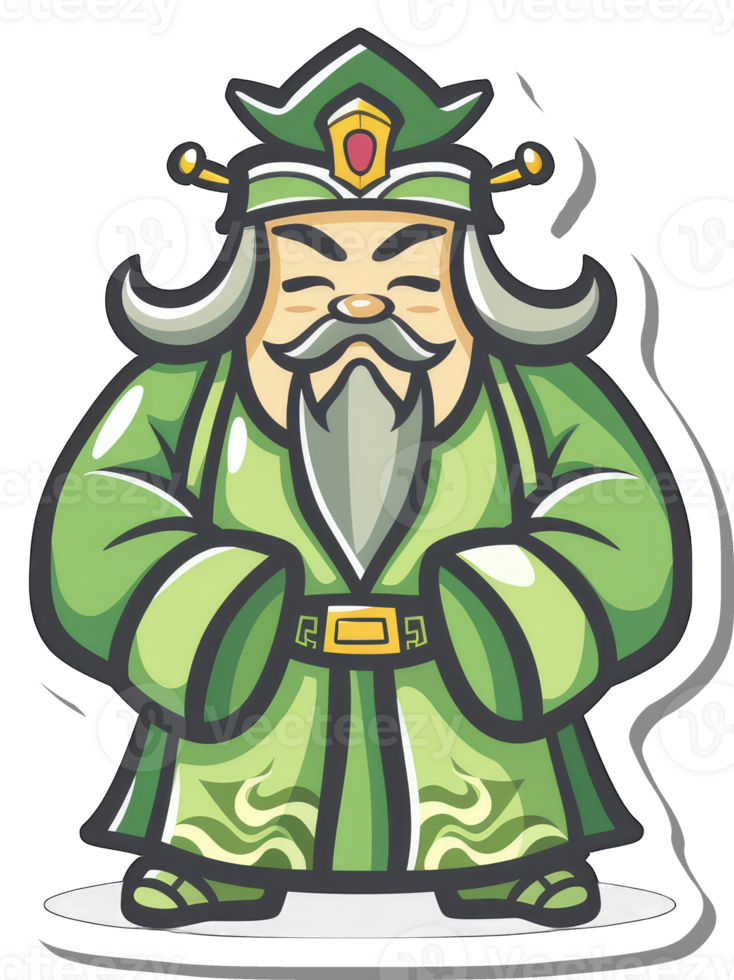 A Cartoon Depiction Of A Wise Chinese Man In Green Robes png