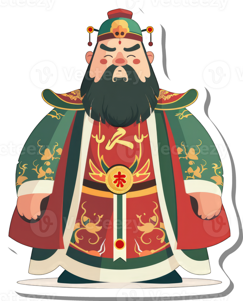 Cartoon illustration of a Chinese emperor in ornate robes png