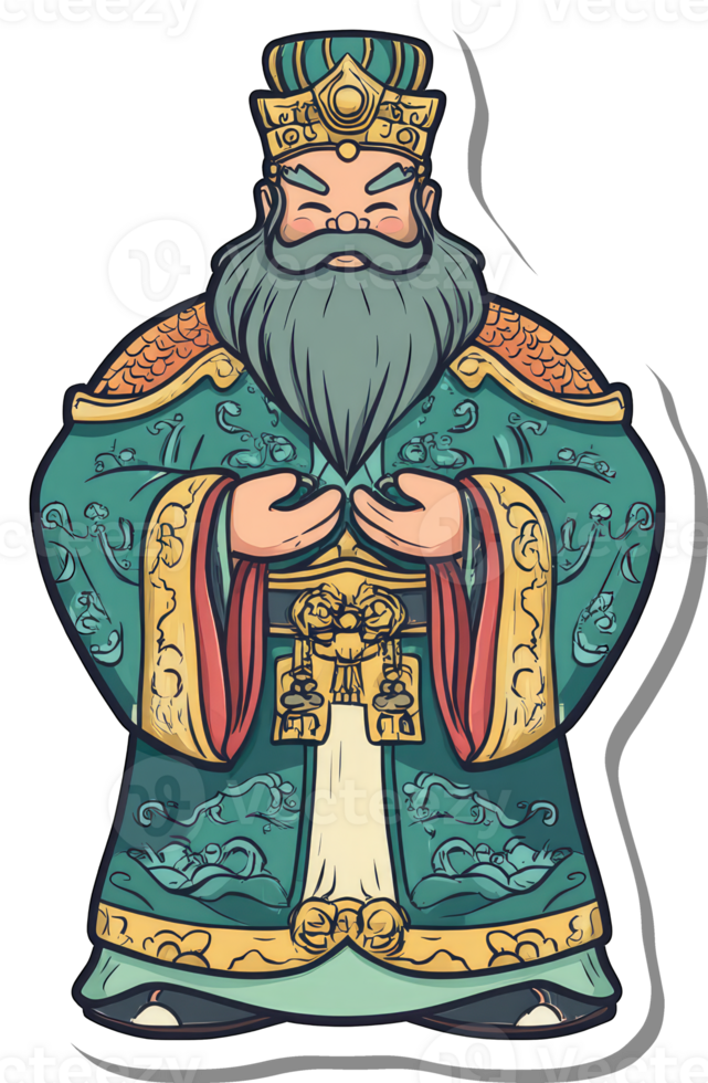 Cartoon Illustration Of A Chinese Emperor In Regal Attire png