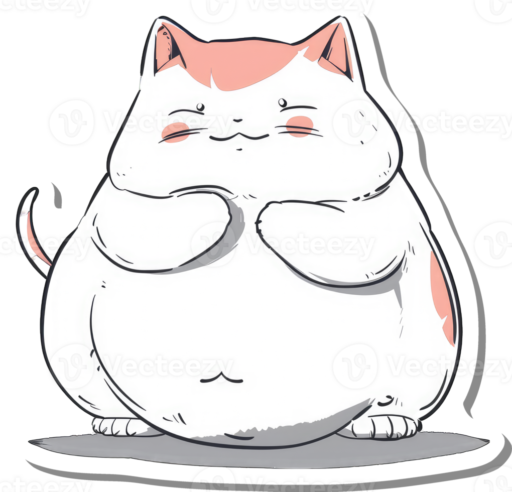 Adorable Chubby Cat Sitting Contentedly png