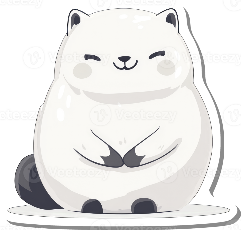 Adorable Round White Cat Cartoon Character Illustration png
