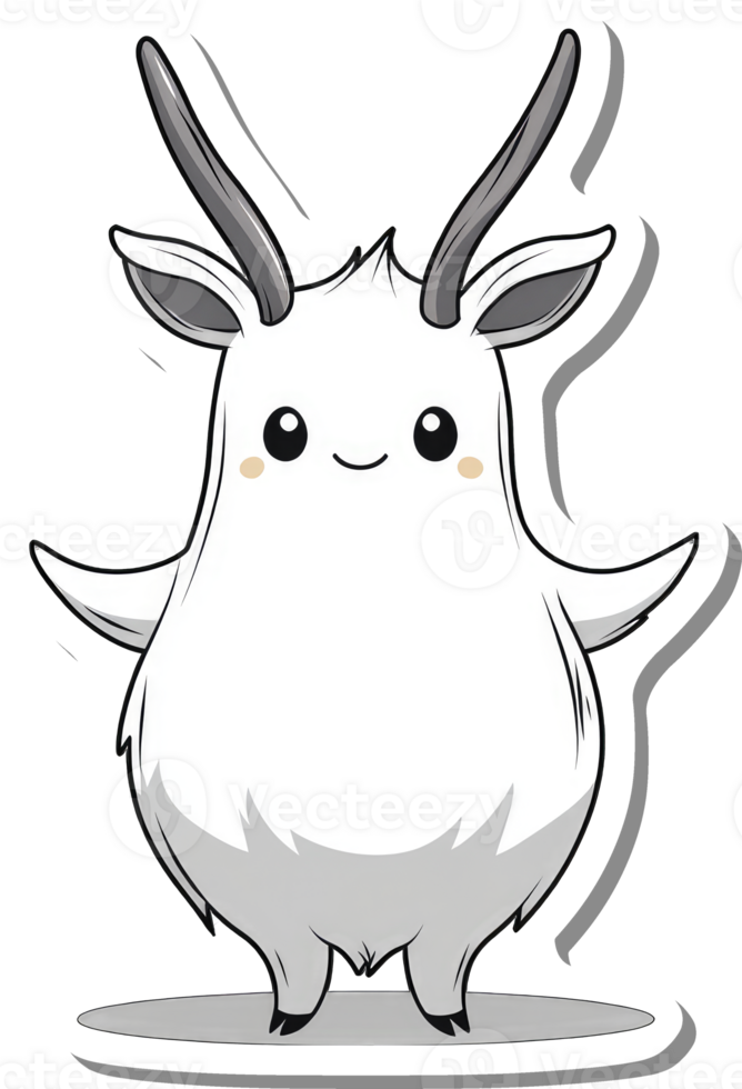 Adorable Cartoon Goat With Small Horns Smiling png