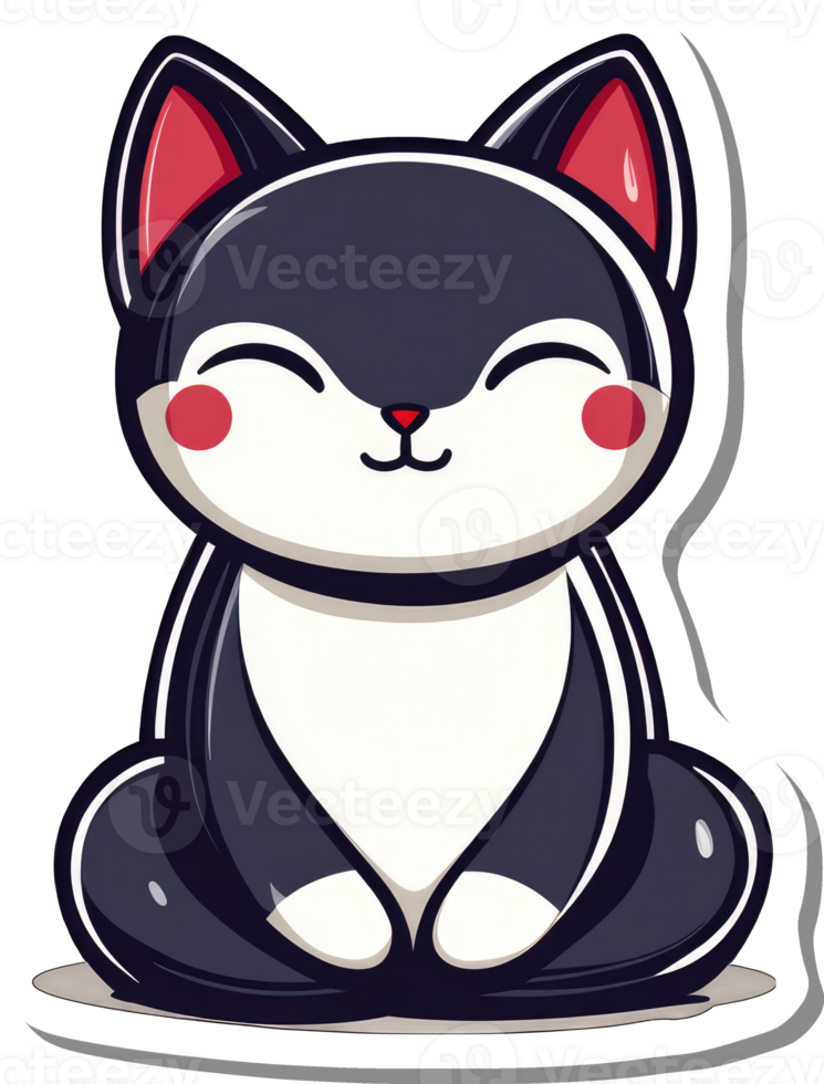 Adorable Cartoon Cat Sitting Contentedly Smiling png