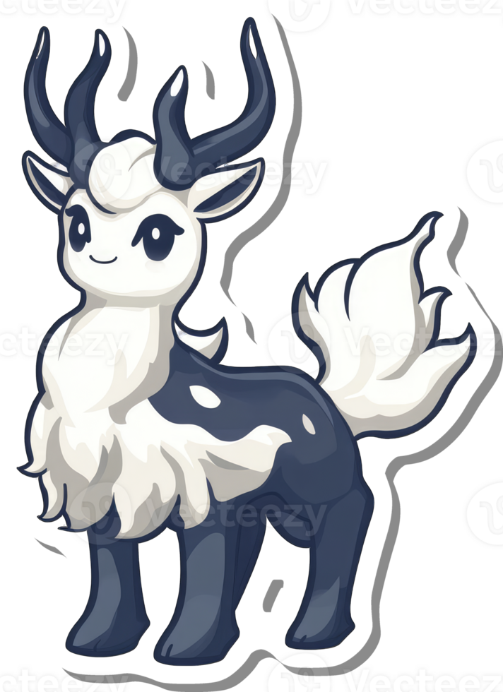 Adorable Anthropomorphic Deer with Fluffy White Fur png