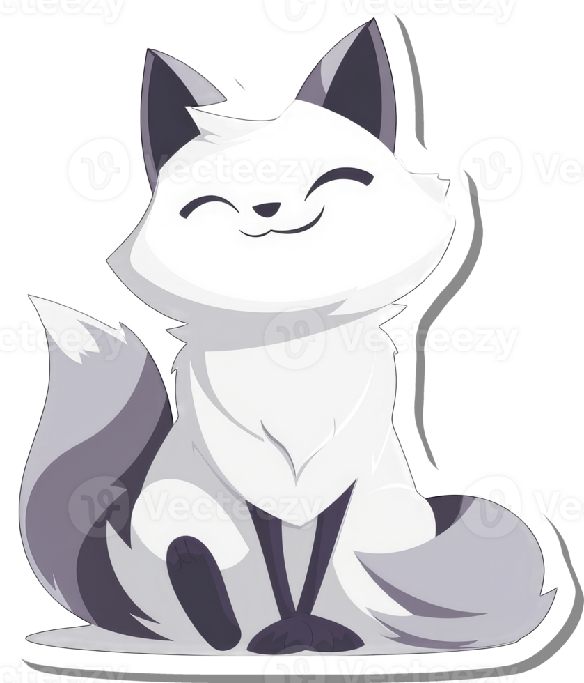 Happy Arctic Fox Sitting Cheerfully png