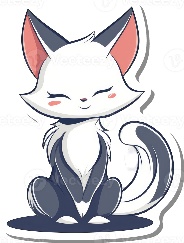 Adorable Cartoon Cat Sitting Contentedly png