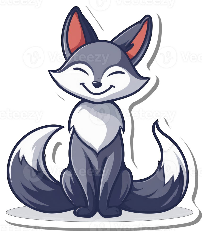A Happy Grey Fox Sitting With A Fluffy Tail png