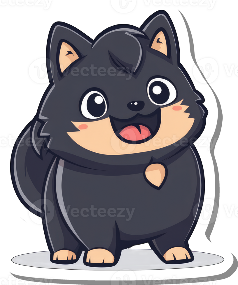 Adorable Black Puppy Cartoon Character Illustration png