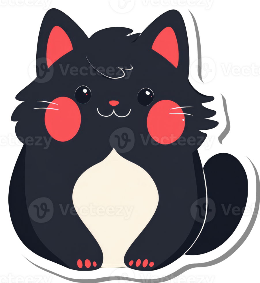 Adorable Cartoon Black Cat Sitting Cheerfully png