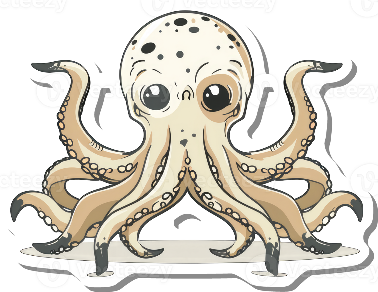 Adorable Spotted Octopus Cartoon Illustration png