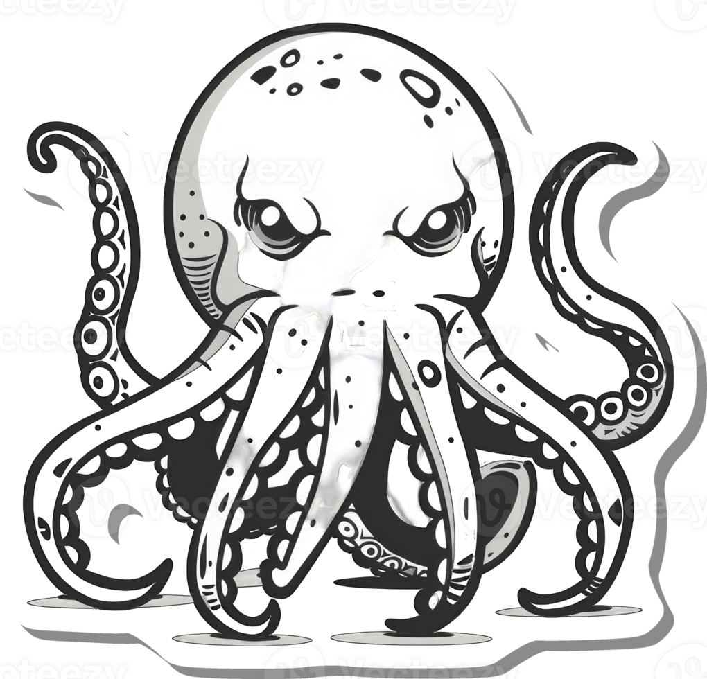 Adorable Cartoon Octopus Illustration Design png