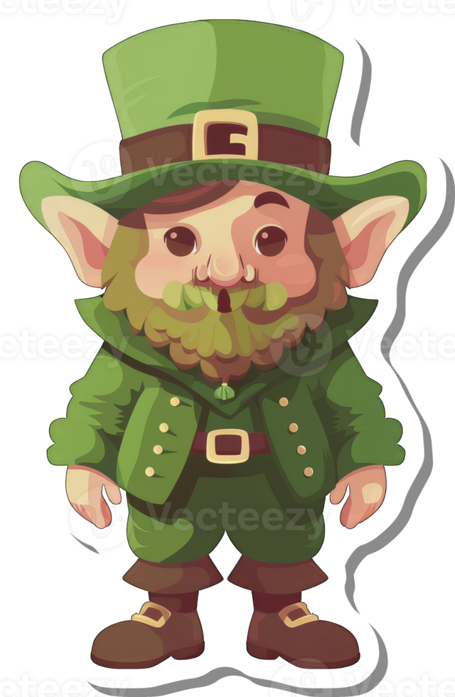 A cheerful leprechaun cartoon character stands proudly png