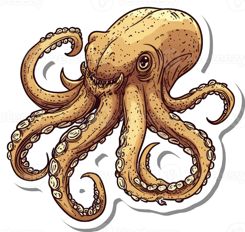 A Detailed Illustration Of An Octopus With Many Tentacles png