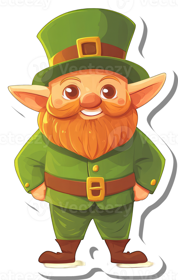 A sticker of a leprechaun wearing a green hat png