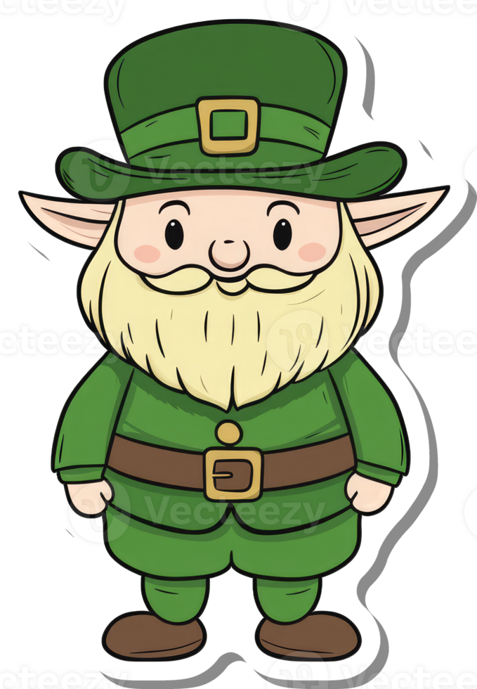 Adorable Leprechaun Cartoon Character Wearing Green Clothing png