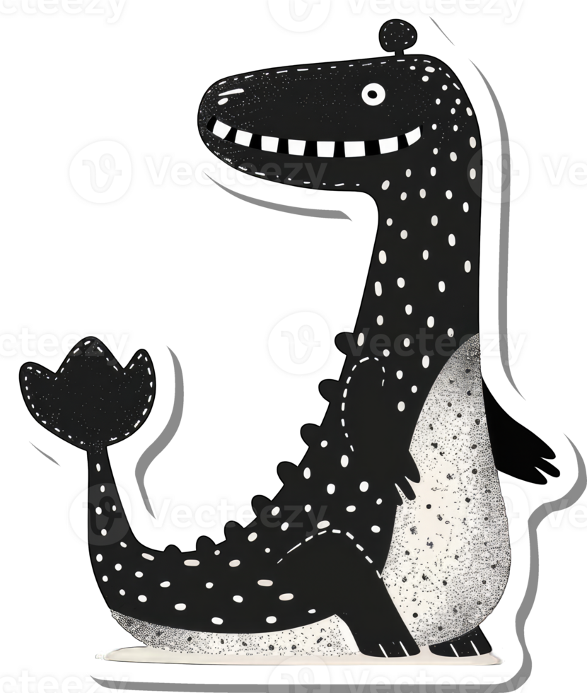 A cheerful spotted dinosaur cartoon character design png