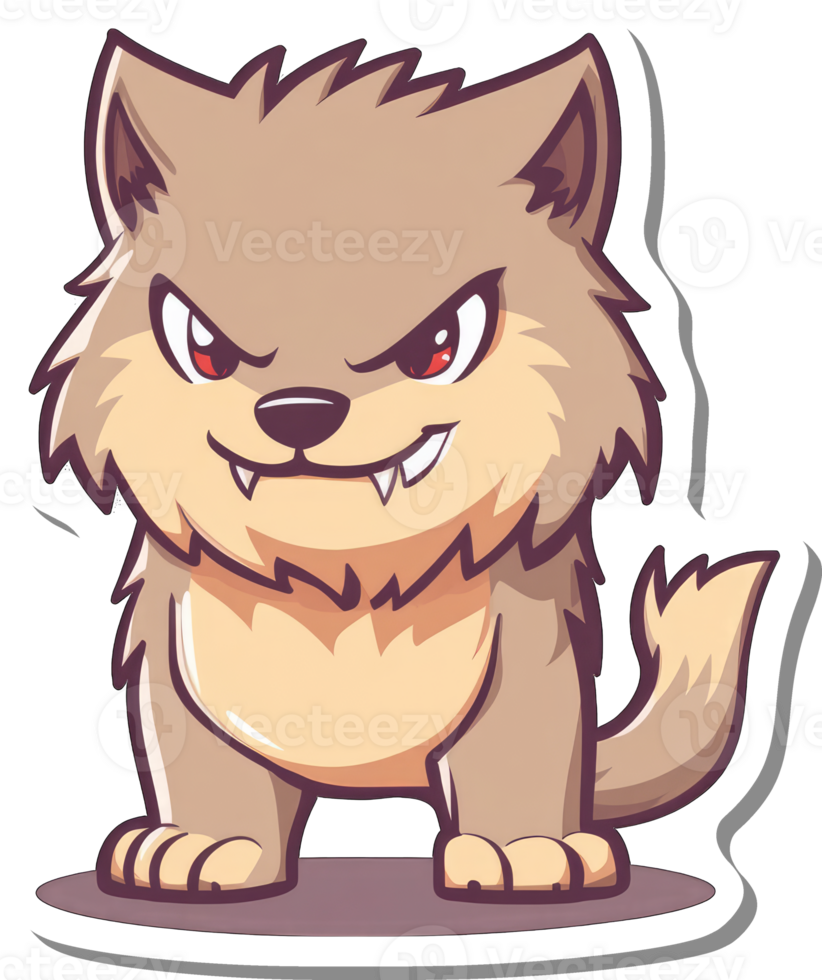 Adorable Cartoon Wolf Puppy With A Grumpy Face png