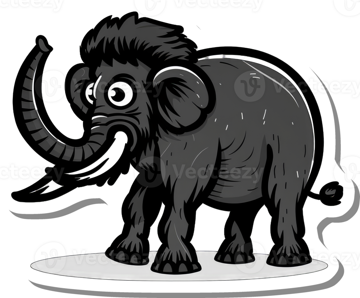 Cartoon Woolly Mammoth Illustration Sticker Design png