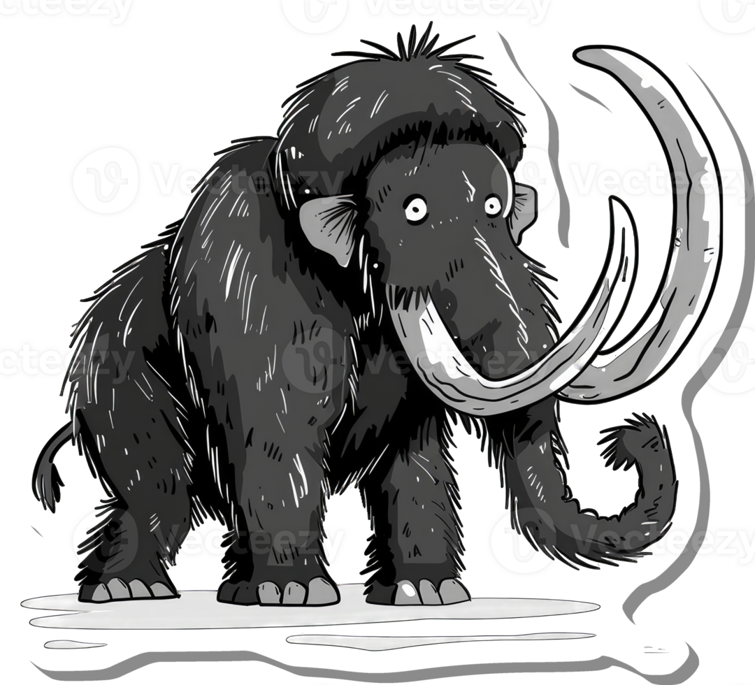 A Woolly Mammoth Illustration Stands on Ice png