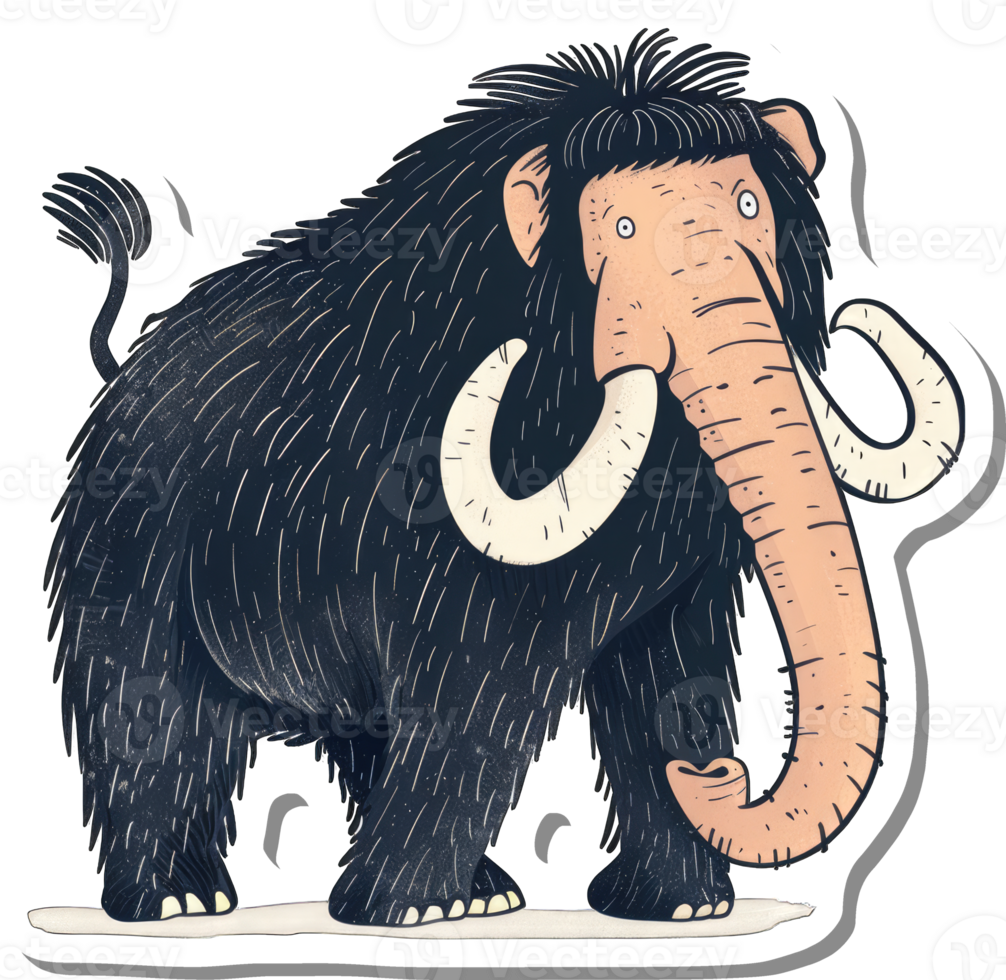 A whimsical illustration of a furry mammoth png