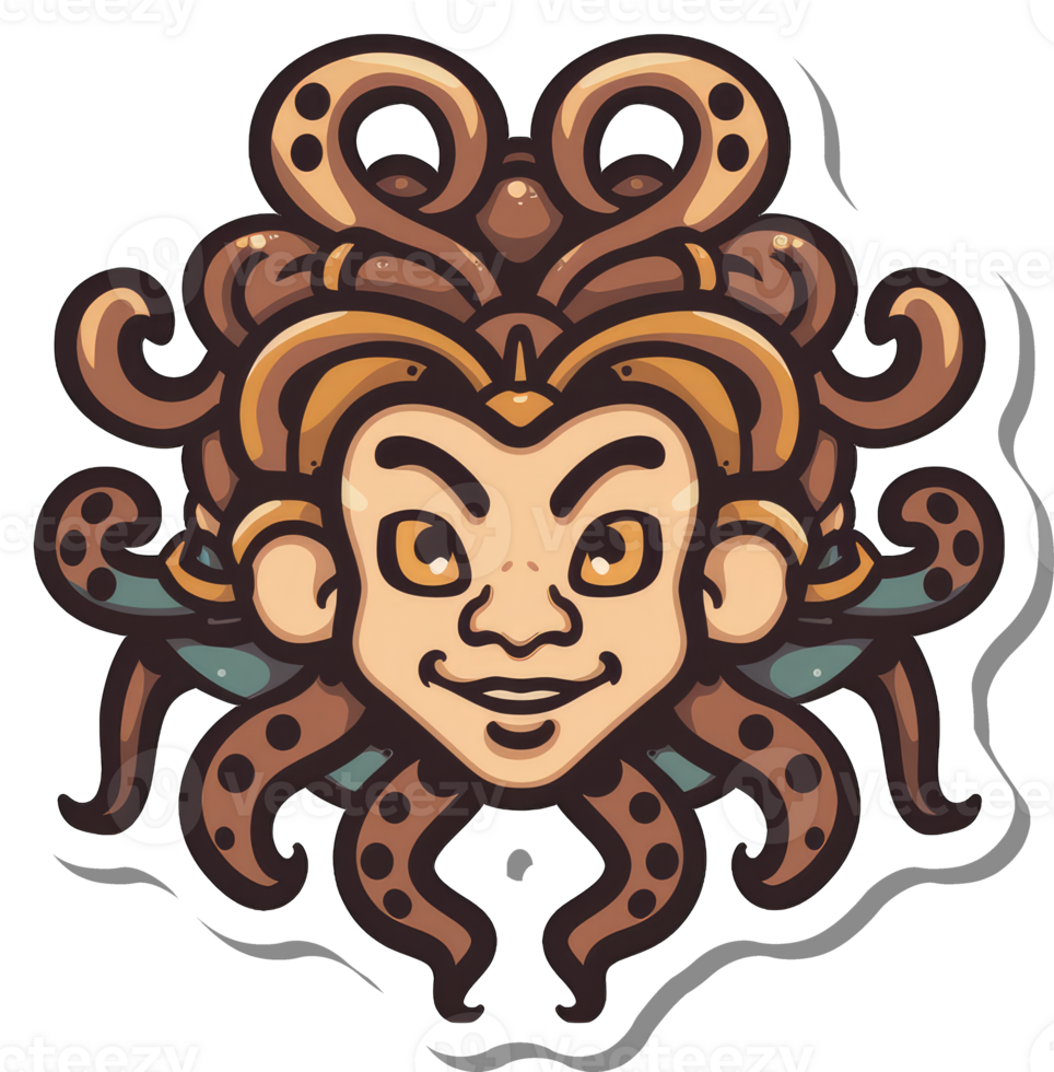 Smiling Creature With Octopus Hair Adornment png