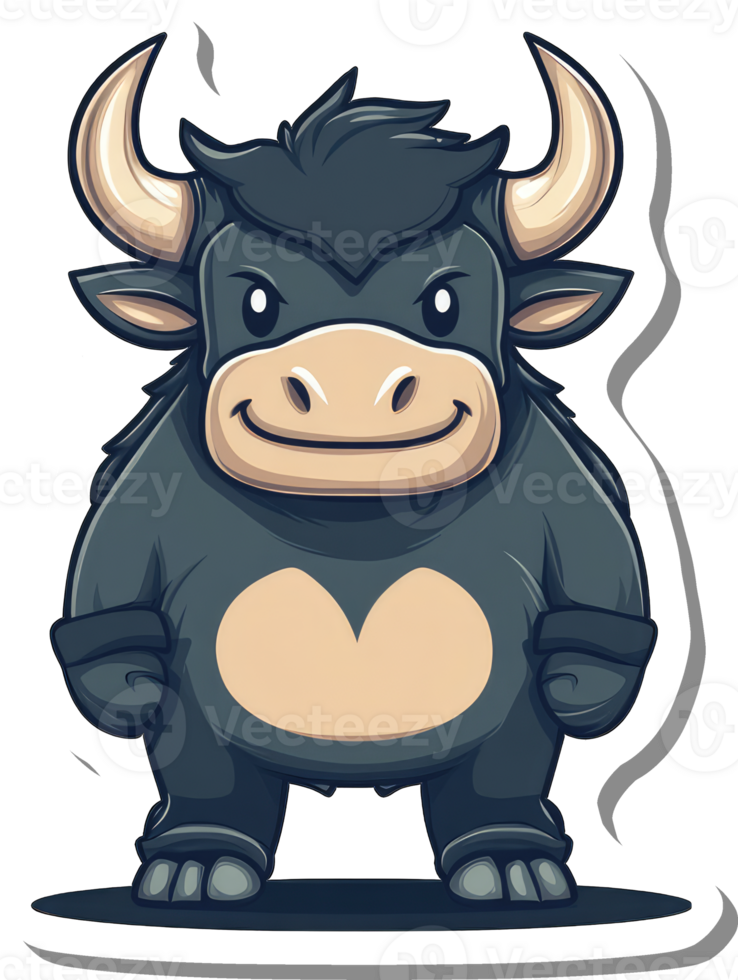 A Cute Cartoon Bull Stands Proudly Displaying a Smile png