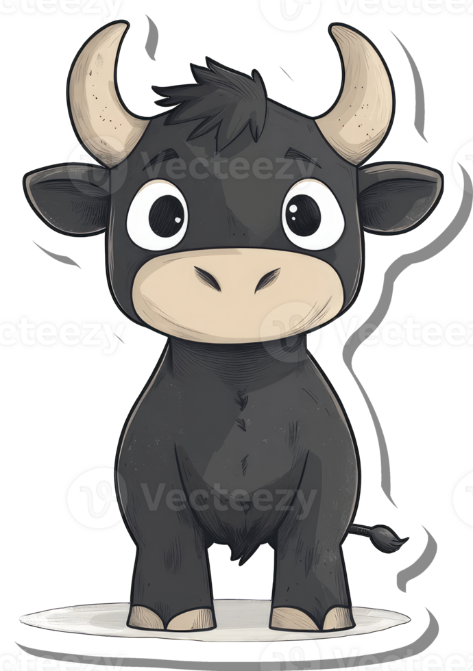 Adorable Baby Bull Illustration with Large Eyes png