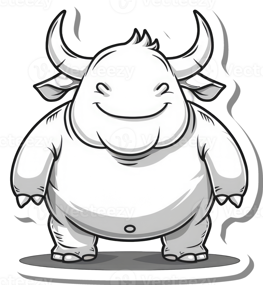 A Happy Cartoon Bull Stands Smiling Cheerfully png