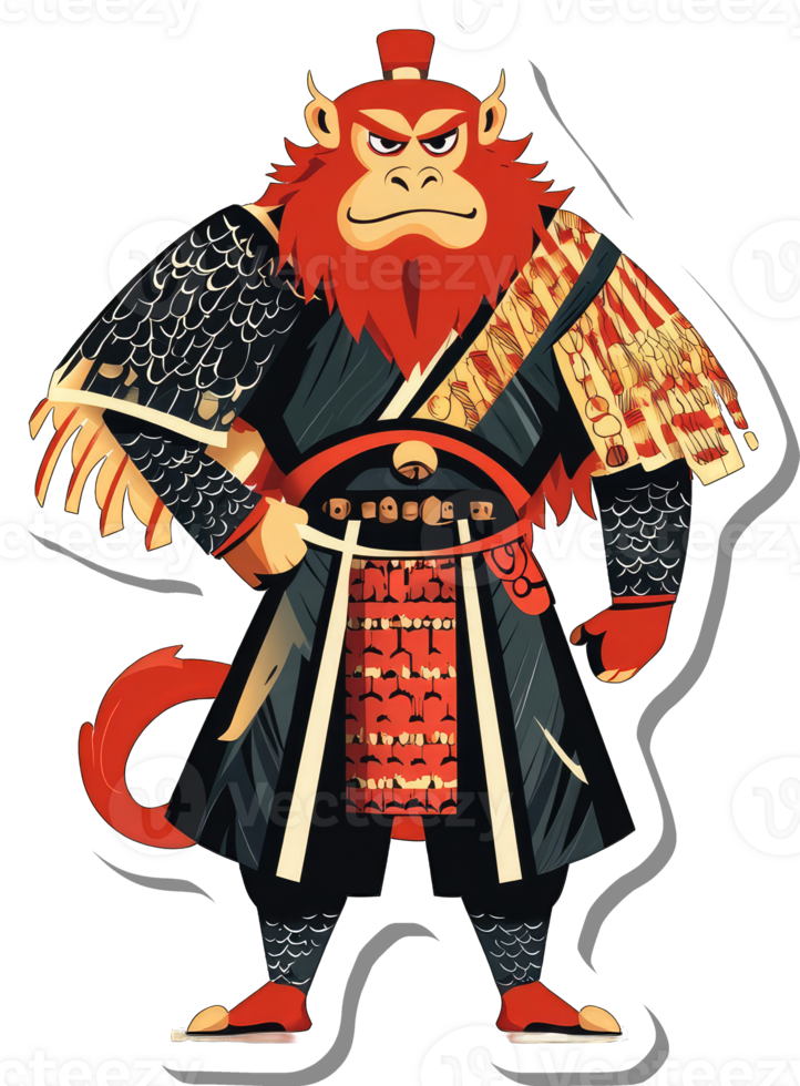 A Powerful Red Monkey Warrior in Ancient Armor png