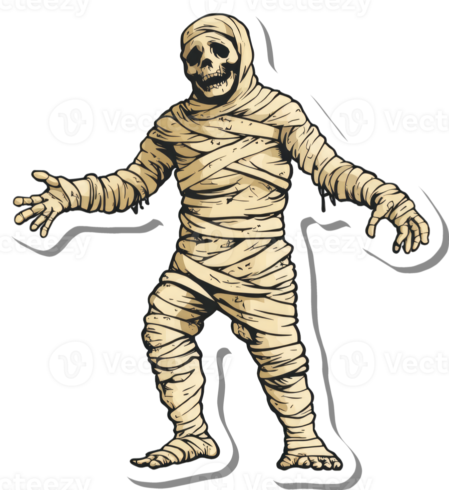 A Cartoon Mummy Figure Stands With Arms Outstretched png