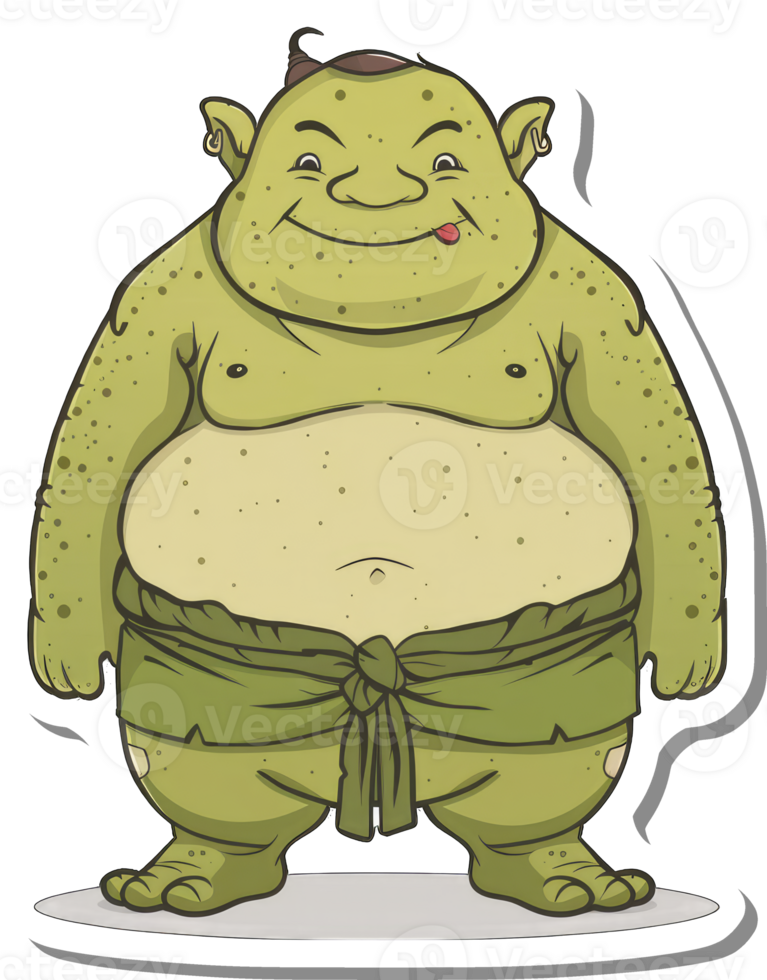 A jovial green ogre character cartoon illustration png