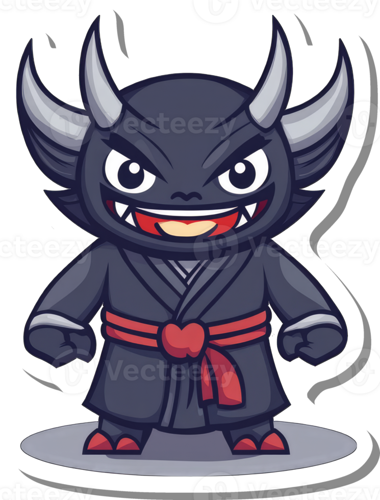 Adorable Black Demon Character Wearing a Robe png