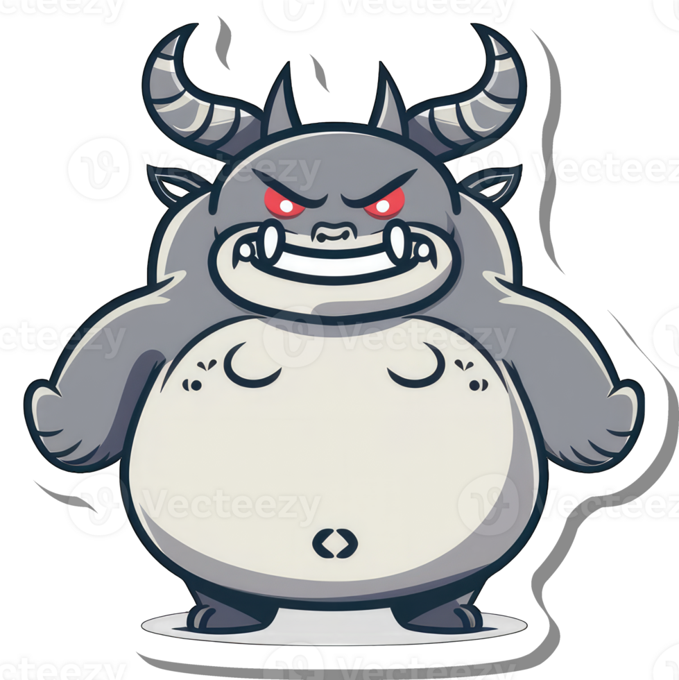 Angry Gray Monster With Horns Displays Sharp Teeth png