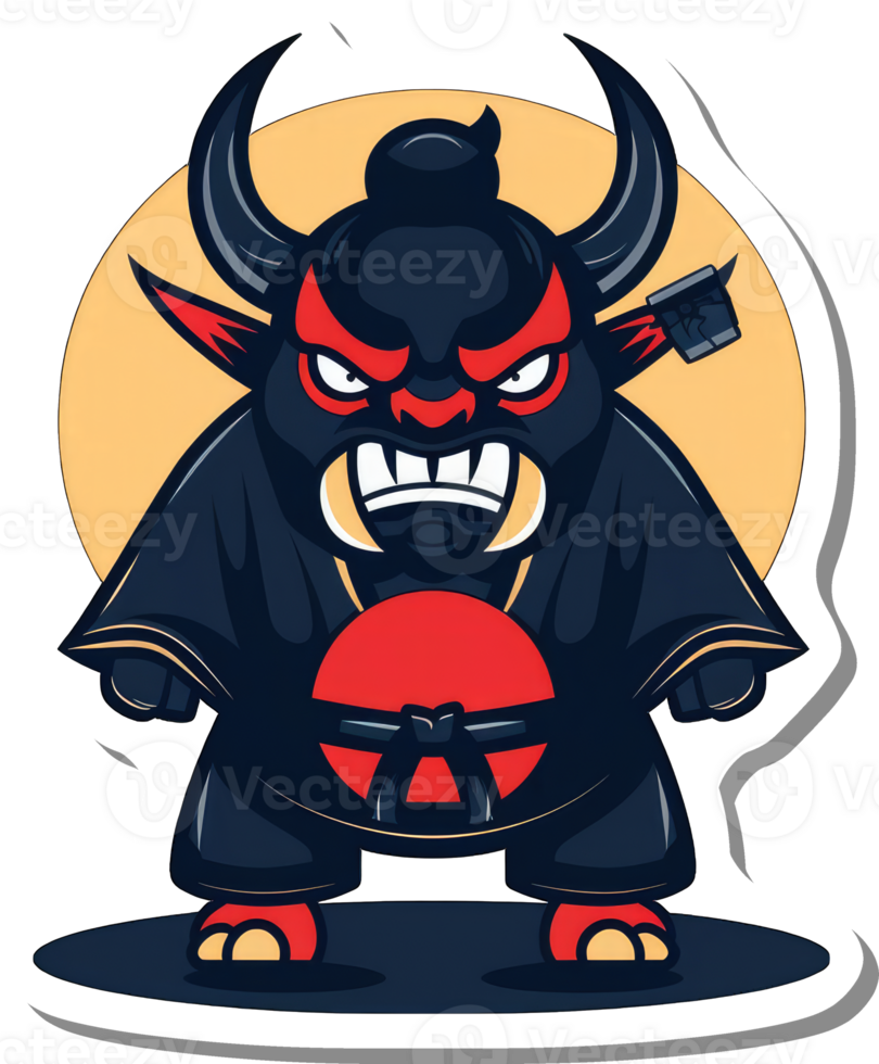Angry Black Bull Karate Master Character Illustration png